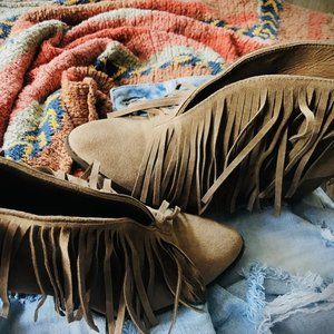 Beast brown boho bootie size 8 with fringe